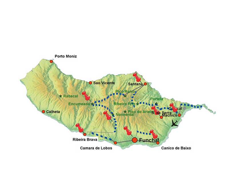 Karte für Wandertouren auf Madeira