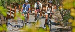 Foto von drei Radfahrenden auf dem Radweg: Mit dem Fahrrad entlang der wunderschönen Küstenstraße Ecovia do Litoral