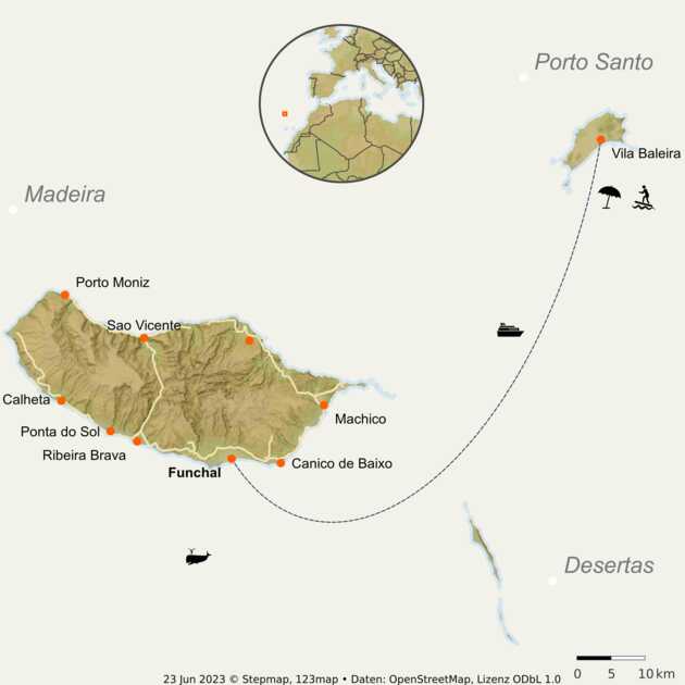 Porto Santo - Lage und Größe auf der Karte