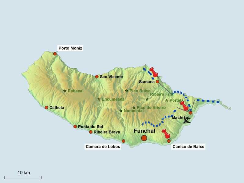 Karte für die individuelle Wanderreise: Küstenwanderung Madeira