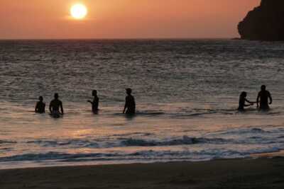 Sonnenuntergang am Strand von Sao Vicente