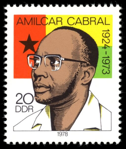 Das Bild Amilcar Cabrals auf einer Briefmarke der DDR
